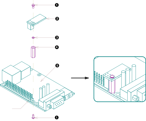RTCオプションモジュール(型番：OP-A400RTCMOD-01)組み立て図