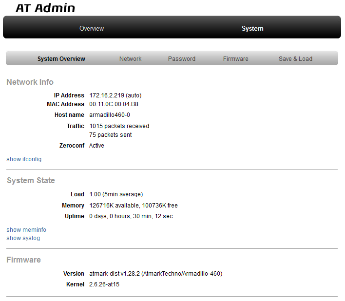 AT Admin: System - System Overview