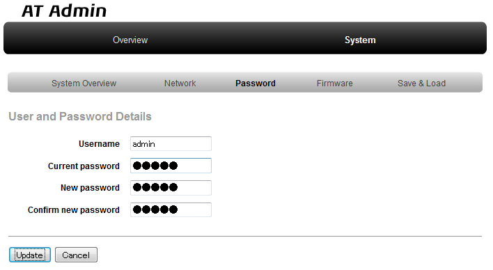 AT Admin: System - Password