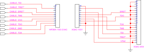JTAG変換ケーブルの参考回路