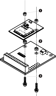 AWL12とWLANインターフェースボード(AWL12対応)の組み立て図