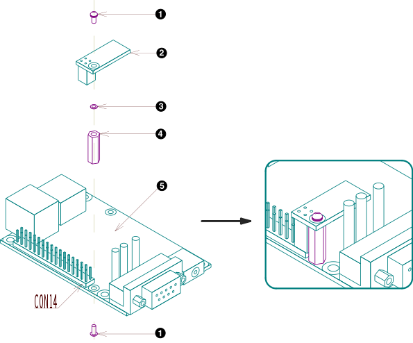 RTCオプションモジュール(型番：OP-A400-RTCMOD-01)組み立て図