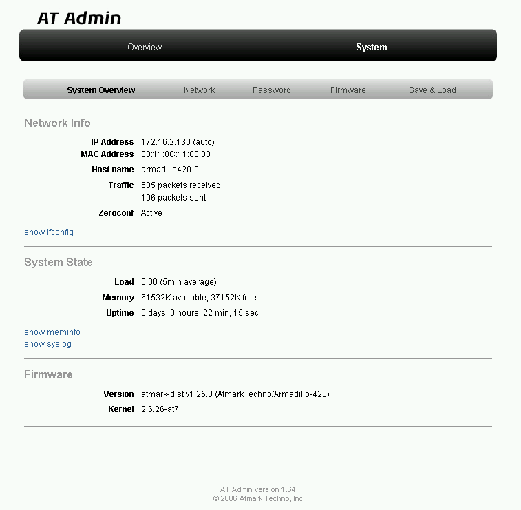 AT Admin: System - System Overview