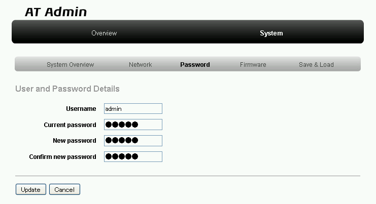 AT Admin: System - Password