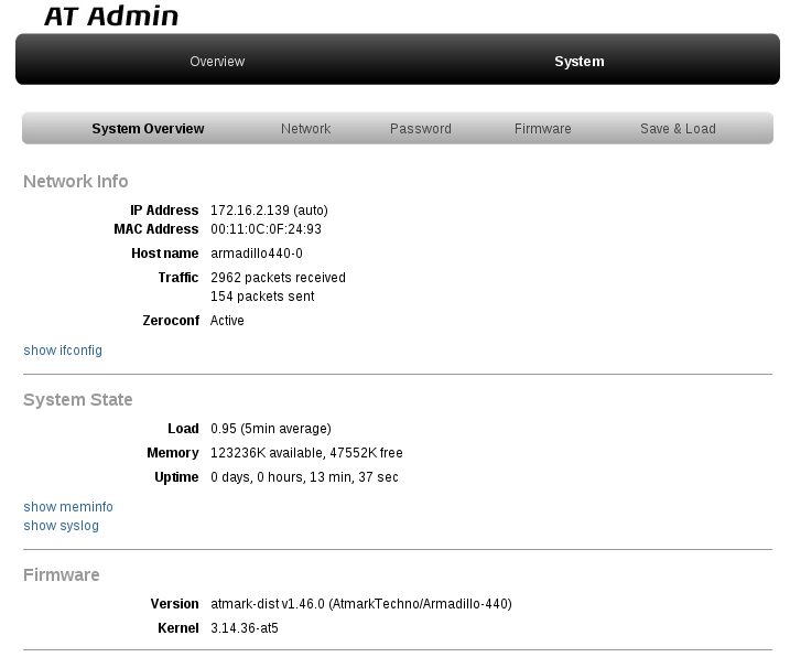 AT Admin: System - System Overview