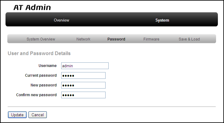 AT Admin: System - Password