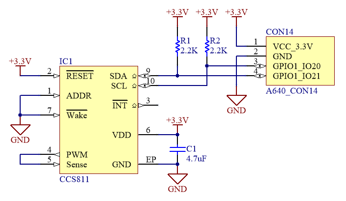 I^2^C接続VOCsセンサー回路図