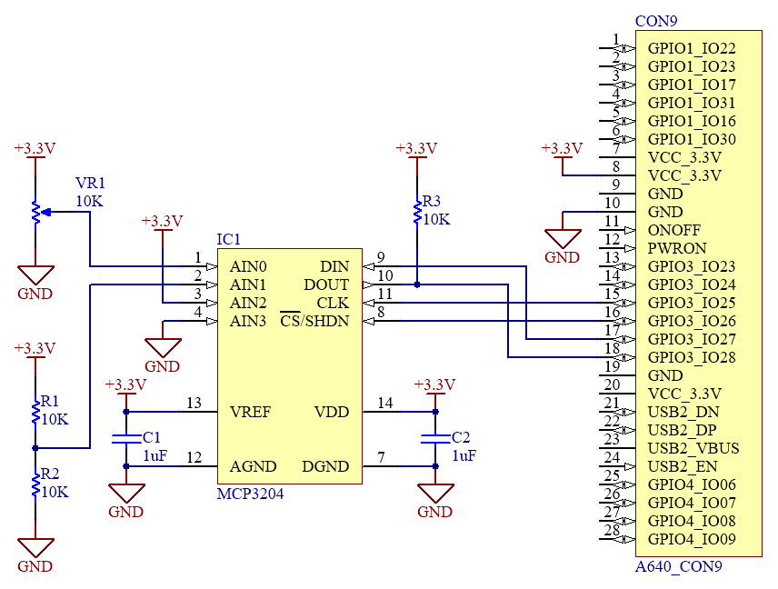 SPI接続A/Dコンバーター回路図