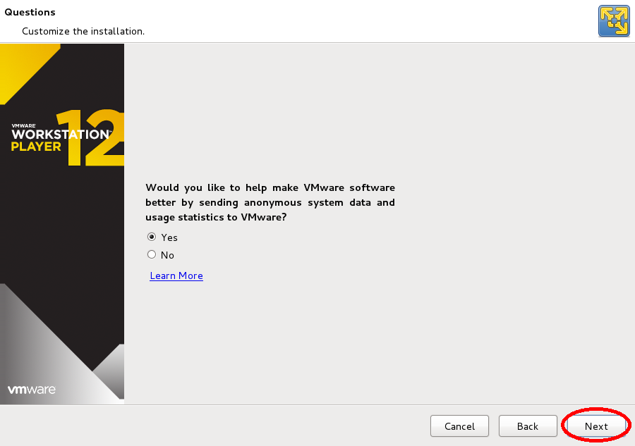 VMware Playerインストール画面4