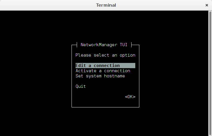 起動したnmtui