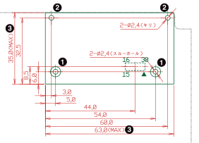 WWAN拡張モジュールの推奨基板寸法(B面)