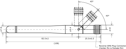 アンテナ部の外形寸法図