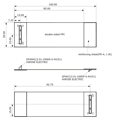 100ピンコネクタ 延長ケーブル 形状図